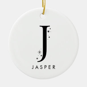 Monogram J Celestial Name  Ceramic Ornament