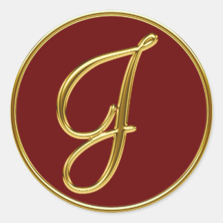 Monogram J in 3D gold Classic Round Sticker