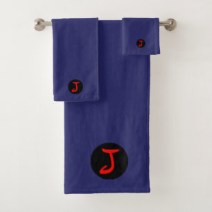 Monogram J in Red Bath Towel Set