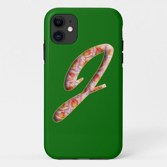 Monogram J in Roses Pattern Iphone 5 Case (Back)