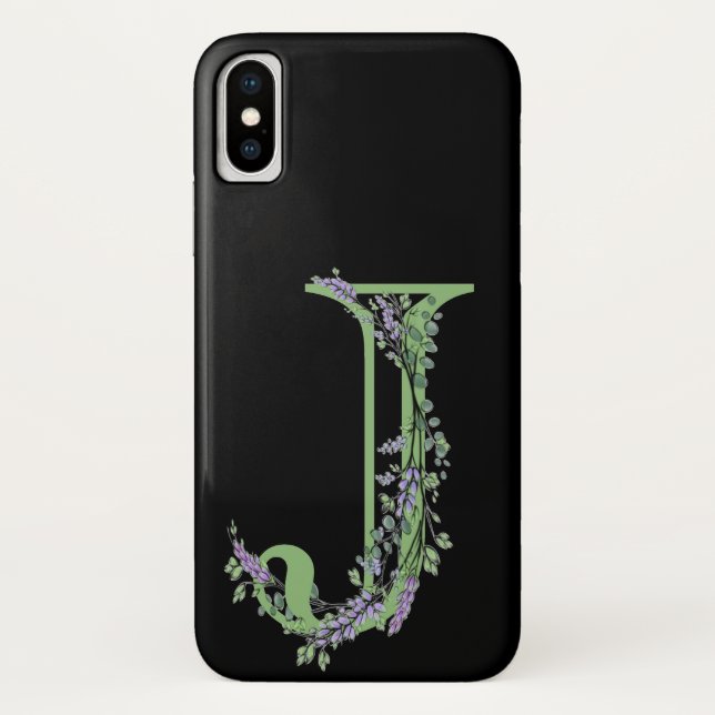 Monogram J Lavender Eucalyptus Case-Mate iPhone Case (Back)