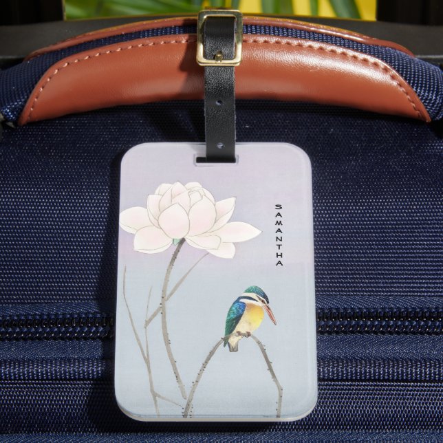 Monogram Japanese Vintage Kingfisher Luggage Tag (Front Insitu 2)