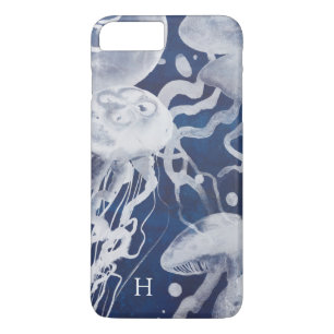 Monogram Jellyfish on Navy Background Case-Mate iPhone Case