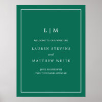 Monogram Jewel Tone Emerald Green Welcome Wedding