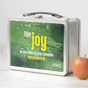 Monogram JOY OF THE LORD Inspirational Christian Metal Lunch Box