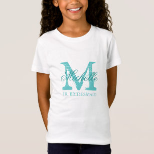Monogram jr junior bridesmaid t shirt for girls