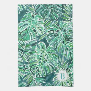 Monogram JUNGLE VIBES Green Tropical Monstera Kitchen Towel