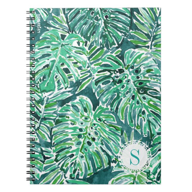 Monogram JUNGLE VIBES Green Tropical Monstera Notebook (Front)