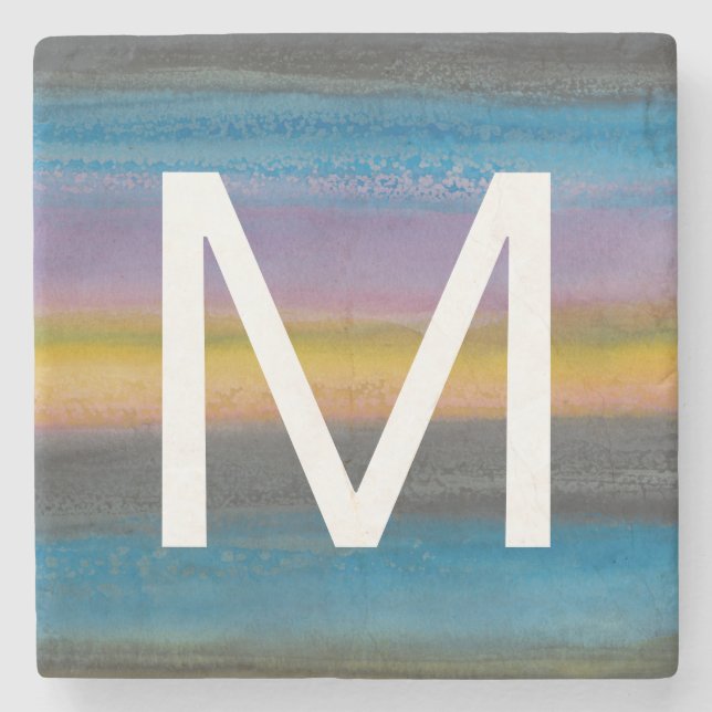 Monogram | Juniper Mist I Stone Coaster (Front)