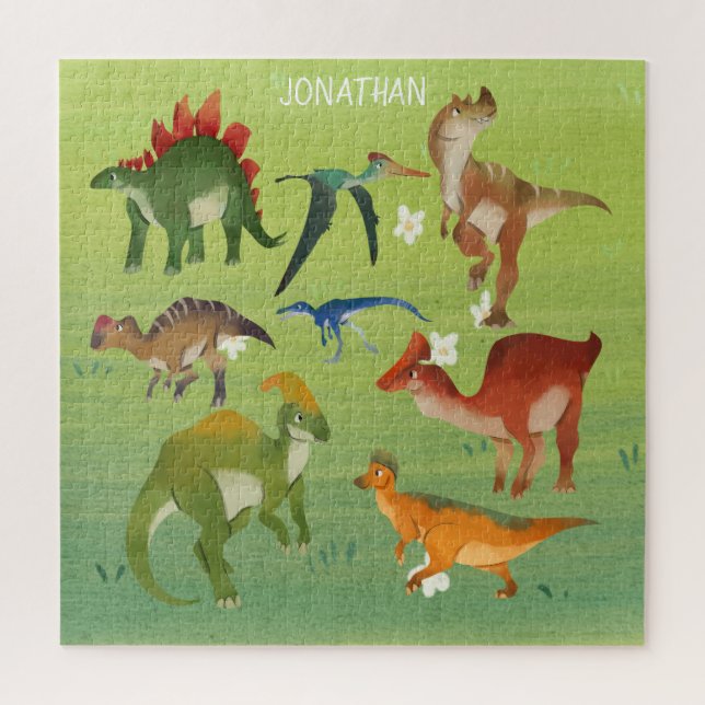 Monogram Jurassic in the wild nature greenery cute Jigsaw Puzzle (Vertical)