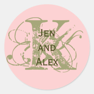 Monogram K and Names Pink Sticker