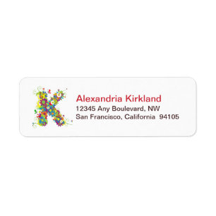 Monogram K Floral Return Address Labels