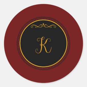Monogram "K" gold-coloured script   Classic Round Sticker