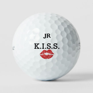 Monogram K.I.S.S. with red lips  Golf Balls