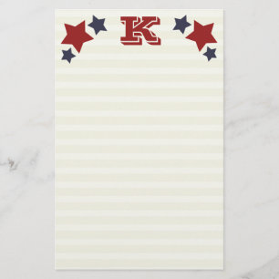 Monogram K / Initial K Stars & Stripes Stationery