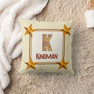 Monogram K Initial Star Country Patchwork Keepsake Throw Pillow