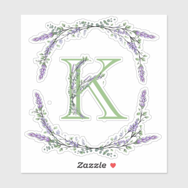 Monogram K Lavender Eucalyptus (Sheet)