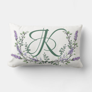 Monogram K Lavender Eucalyptus Lumbar Pillow
