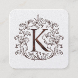 Monogram K Square Calling Card