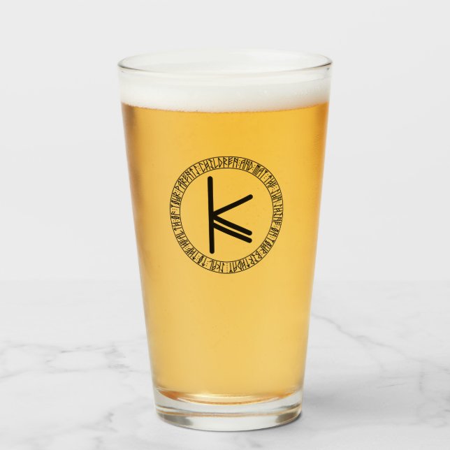 Monogram K - Viking Style - Pint Glass (Front Filled)