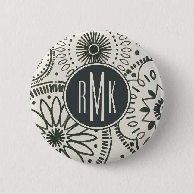 Monogram | Kami Abstract Pattern 2 Inch Round Button (Front)