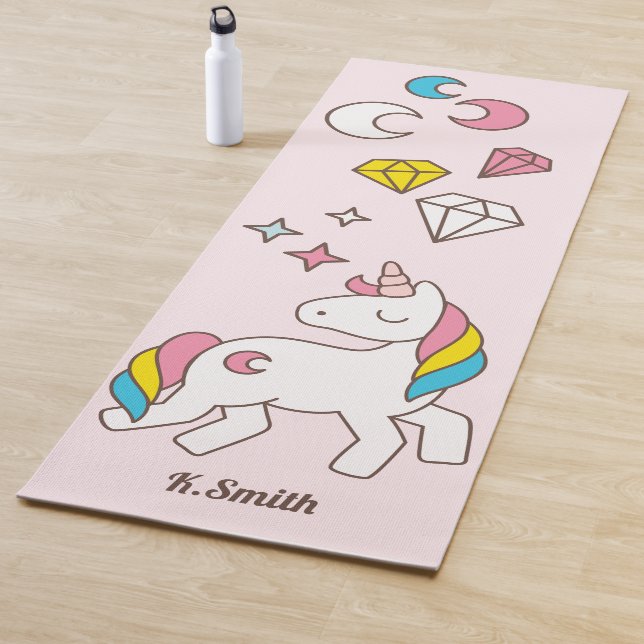 Monogram. Kawaii Cute Magical Unicorn. Yoga Mat (In Situ)