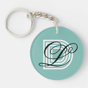 Monogram keychain elegant minimal chic modern blue