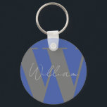 Monogram Keyring for Him – Blue Gray Minimal<br><div class="desc">A sleek, modern keyring featuring a personalized monogram and name in a stylish blue and gray palette. Perfect as a thoughtful Christmas or birthday gift for dads, husbands, brothers, or boyfriends. Minimalist and practical — a gift he’ll actually use! Easy to be personalized. Font style, size and colors can be...</div>