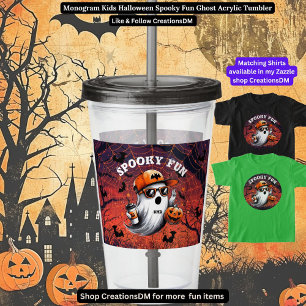 Monogram Kids Halloween Spooky Fun Ghost Acrylic Tumbler