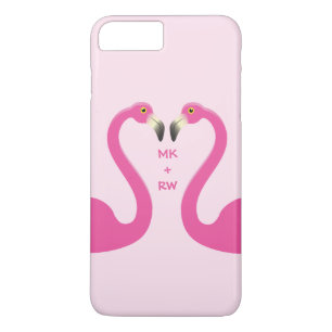 Monogram Kissing Flamingos iPhone 7 Plus Pink Case-Mate iPhone Case
