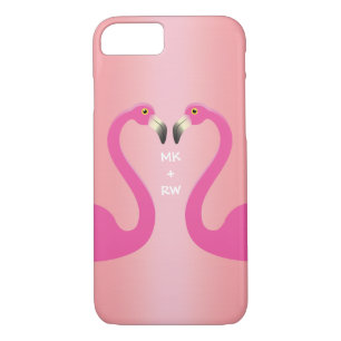 Monogram Kissing Flamingos iPhone 7 Rose Gold Case-Mate iPhone Case