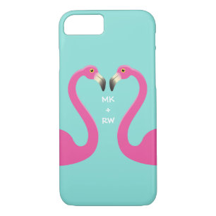 Monogram Kissing Flamingos iPhone 7 turquoise iPhone 8/7 Case