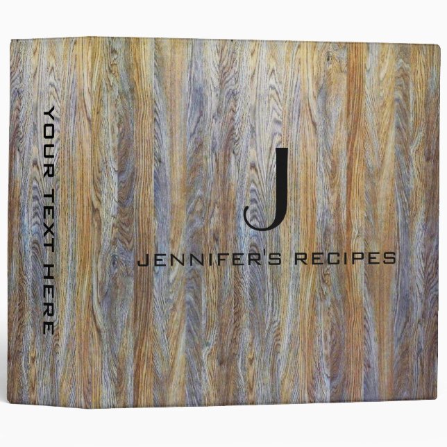 Monogram Kitchen Cooking Modern Wood #3 Binder (Front/Spine)