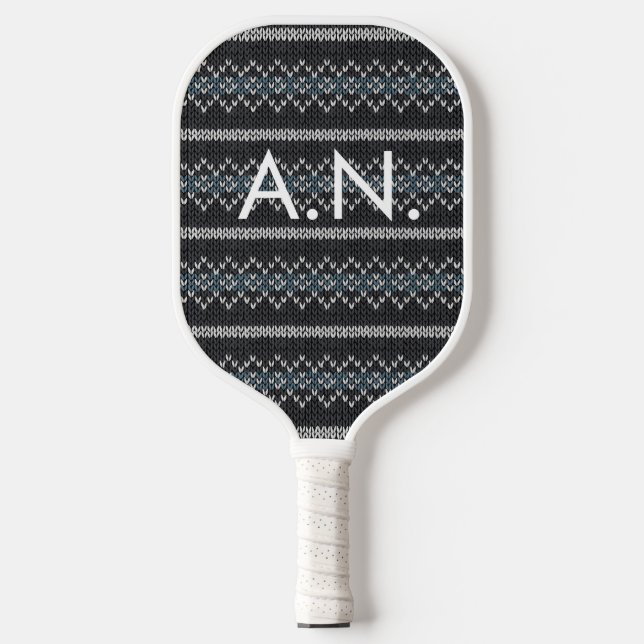Monogram Knitted Pattern Carbon Fiber Pickleball Paddle (Front)