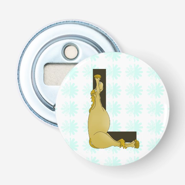 Monogram L Cartoon Pony Personalised Bottle Opener (Front)