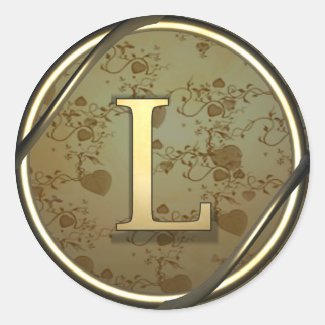 monogram_l classic round sticker (Front)