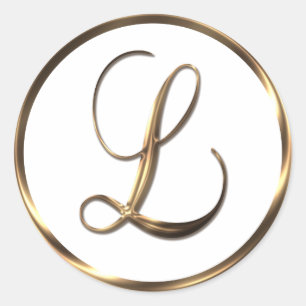 Monogram L Faux Bronze Classic Round Sticker