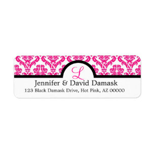 Monogram L Hot Pink Wedding Damask