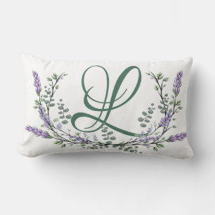 Monogram L Lavender Eucalyptus Lumbar Pillow