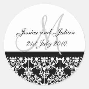 Monogram Labels - Damask Trellis - Black