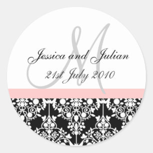Monogram labels - Pink/Black - Damask Trellis