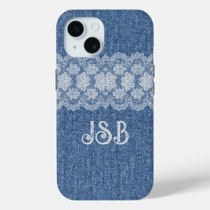 Monogram Lace Denim iPhone / coque ipad