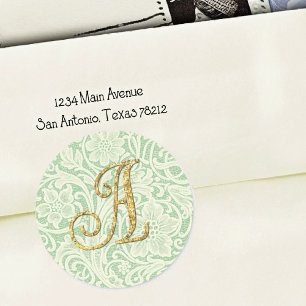Monogram Lace Envelope Seal Gold Green
