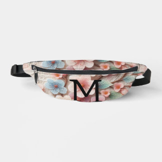 Monogram lace floral pink pastel cherry blossom  fanny pack