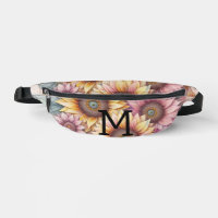 Monogram lace floral pink yellow orange sunflowers