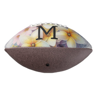 Monogram lace pink and yellow Spring flowers  Football