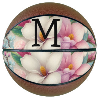 Monogram lace pink purple magnolias flowers  basketball