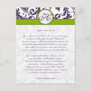 Monogram Lapis Purple Damask Information Card