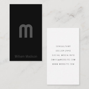 Monogram Large Letter Black Business Card