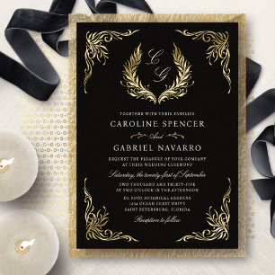 Monogram Laurel Wreath Elegant Wedding